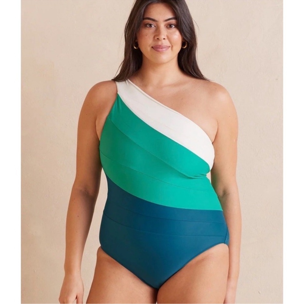 Summersalt Sidestroke Swimsuit One Piece Colorblock green teal Support swimwear